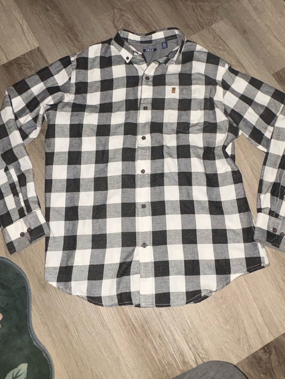 Izod Black & White Buffalo Check Button-Down Shirt